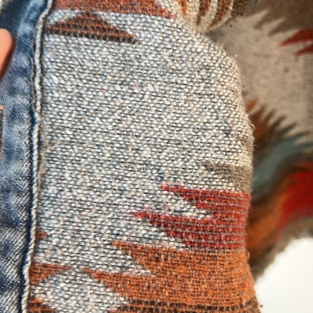 Denim Southwest Blanket Chouyatou Navaho Blanket Print Button Jacket L - Picture 10 of 16